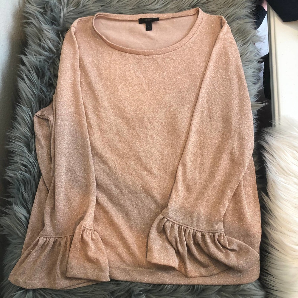 new j.crew blush glitter long sleeve blouse size extra large XL